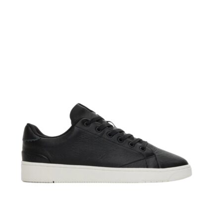 Minimal Black Leather Casual Low-Top Sneakers
